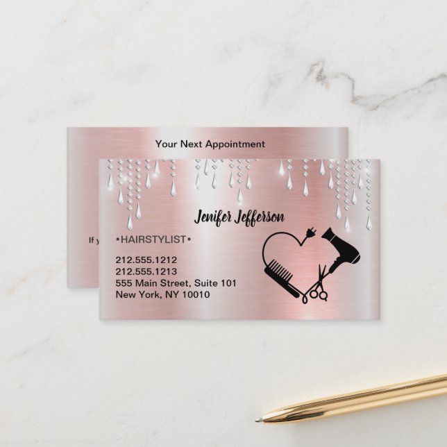 Hair Salon Appointment Business Card (Front/Back In Situ)