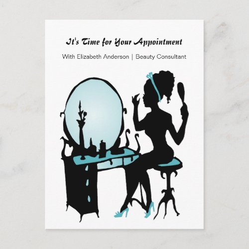 Hair Salon Appointment Reminder Teal Girly Girl Postcard