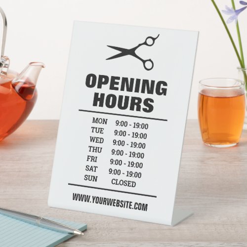 Hair salon Barber shop opening hours counter Pedestal Sign