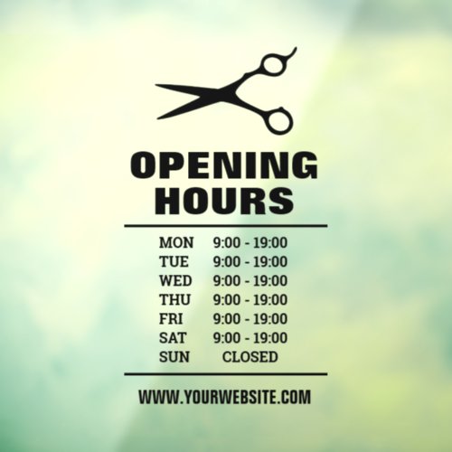 Hair salon barber shop opening hours Window Cling