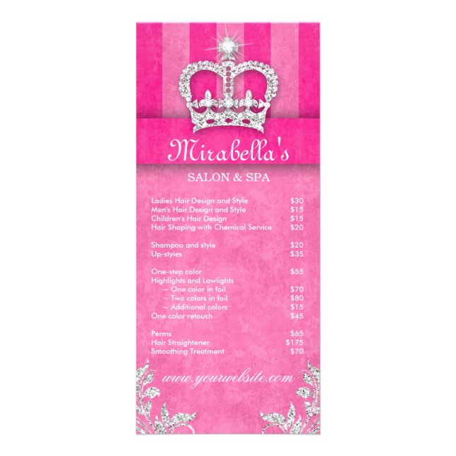 Hair Salon Beauty Rack Card Jewelry Swirl Pink (Front)
