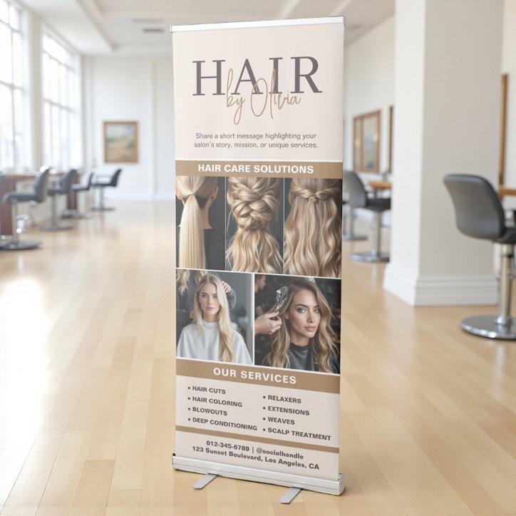 Hair Salon Beauty Services Neutral Beige Photo Retractable Banner