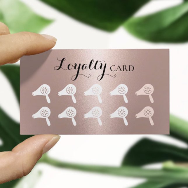Hair Salon Blow Dry Bar Modern Rose Gold Loyalty Card (Creator Uploaded)