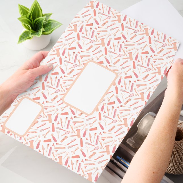 Hair Salon Blow Dryer Symbols Pattern CW Labels Envelope Mailers (Desk)