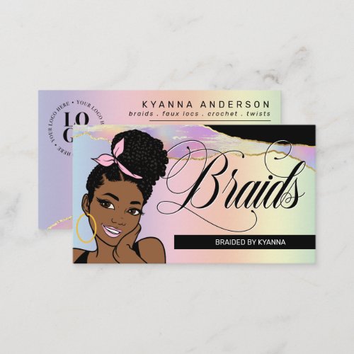 Hair Salon Braid Stylist Braiding Pretty Pastel Business Card