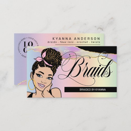 Hair Salon Braid Stylist Braiding Pretty Pastel Business Card