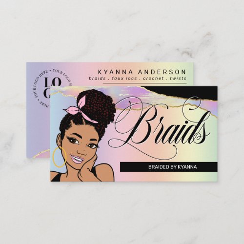 Hair Salon Braid Stylist Braiding Pretty Pastel Business Card
