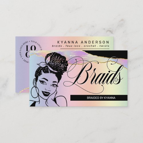 Hair Salon Braid Stylist Braiding Pretty Pastel Business Card