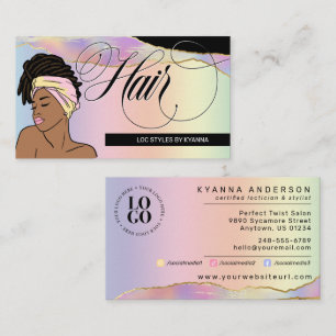 Hair Salon, Braid Stylist, Loctician, Beautician Business Card