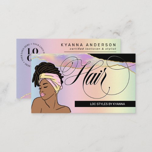 Hair Salon Braid Stylist Loctician Beautician Business Card