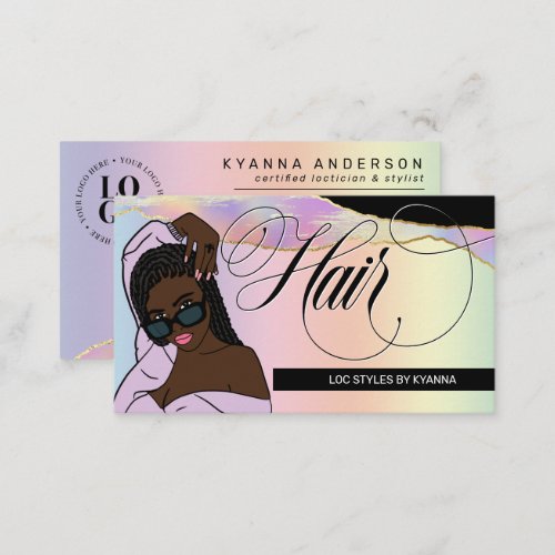 Hair Salon Braid Stylist Loctician Glam Pastel Business Card