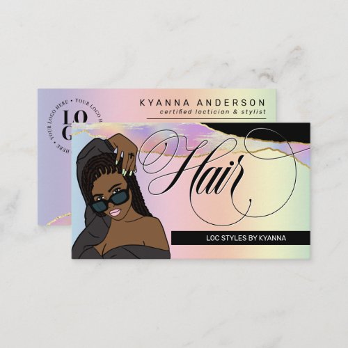 Hair Salon Braid Stylist Loctician Rainbow Glam  Business Card