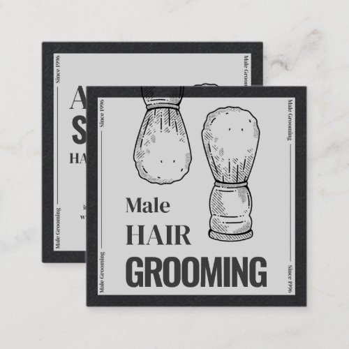 Hair Salon Brush Barber chic CUSTOM Black Square Business Card