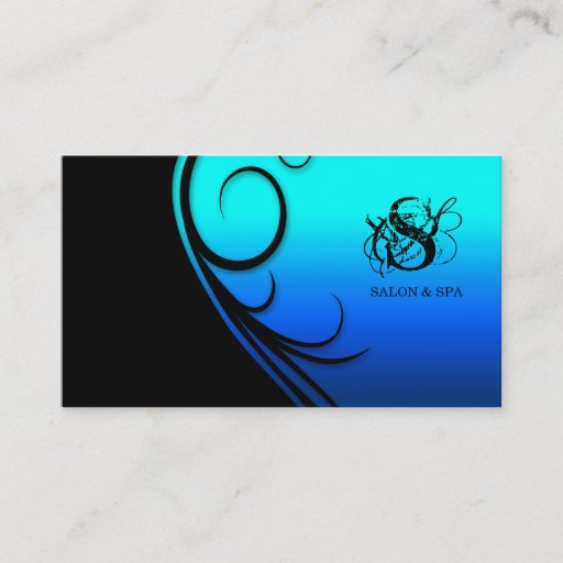 Customizable Hair Salon Business Card Swirl Blue Black