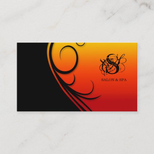 Customizable Hair Salon Business Card Swirl Red Black Orange