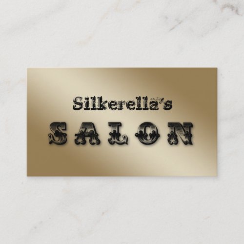 Hair Salon Business Card Wester Text Black Gold