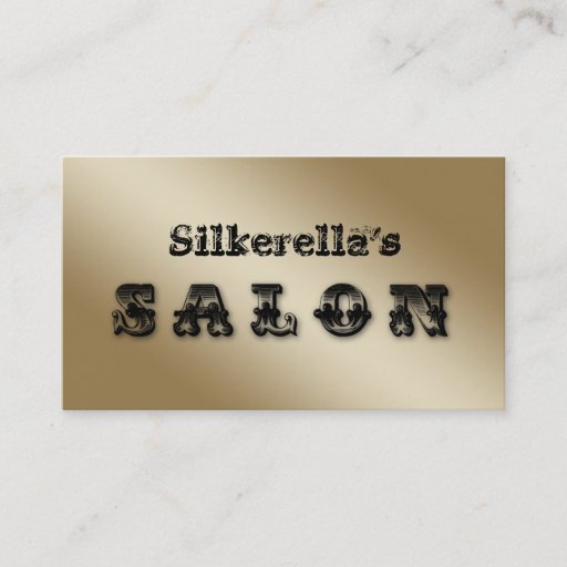Customizable Hair Salon Business Card Wester Text Black Gold