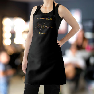 Hair Salon Business Name Employee Job Gold Black Apron