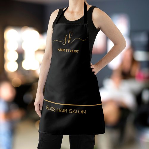 Hair Salon Business Name Employee Job Gold Black Apron