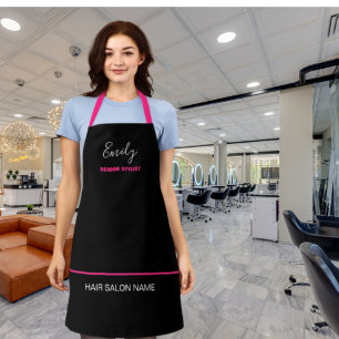 Hair Salon Business Name Employee Job Pink Black Apron