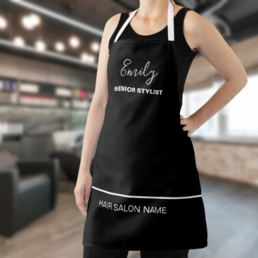 Hair Salon Business Name Employee Job White Black Apron