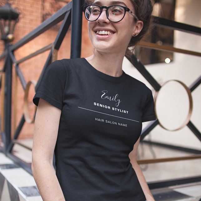 Hair Salon Business Name Employee Job White Black  T-Shirt (Creator Uploaded)