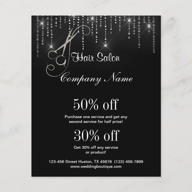 Hair Salon business personalized flyer (Front)