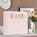 Hair salon clients appointment book luxury elegant 3 ring binder<br><div class="desc">Elegant stylish floral typography hairstyling salon business organizer or client appointment book binder with pastel pink blush roses, teal blue and mint green foliage and leaves and with faux gold foil lettering script and scissors over a pale light pink blush feminine style background. Brings a classy and luxury glamorous look...</div>
