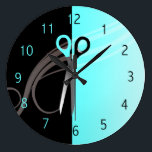 Hair salon clock<br><div class="desc">Teal and black color wall clock to match your business cards. :) Feel free to contact me if you need anything changed or added to the design. kepplemorgan@shaw.ca</div>
