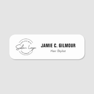 Hair Salon Custom Logo Employee Name Magnetic Tag