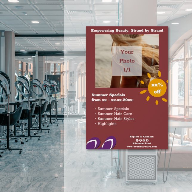 Hair Salon Customizable Summer Specials  Poster (Hair Salon Customizable Summer Specials Poster)