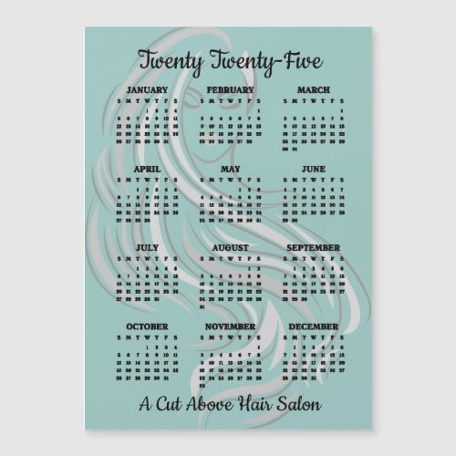 Hair Salon Design 2025 Calendar Magnetic Card