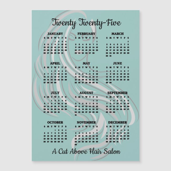 Hair Salon Design 2025 Calendar Magnetic Card