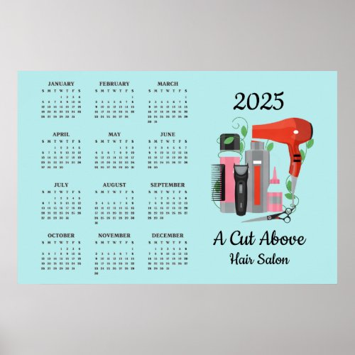 Hair Salon Design 2025 Calendar Poster