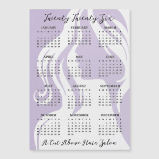 Hair Salon Design 2026 Calendar Magnetic Card