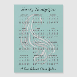 Hair Salon Design 2026 Calendar Magnetic Card
