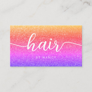 hair salon elegant script typography gold glitter  business card
