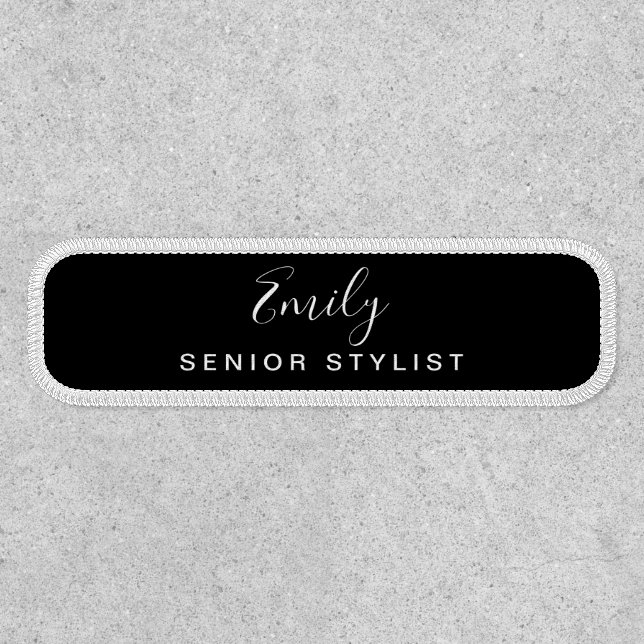 Hair Salon Employee Name Job Title Black White Patch (Front)