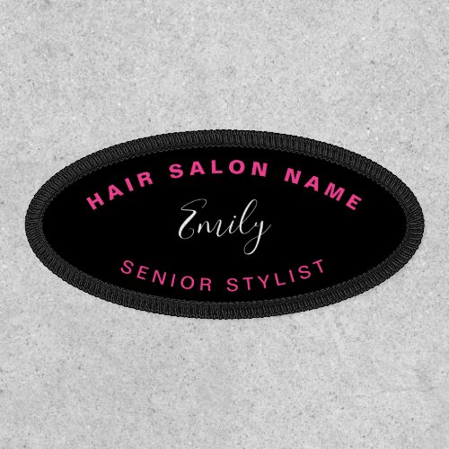 Hair Salon Employee Name Job Title Pink Black Patch