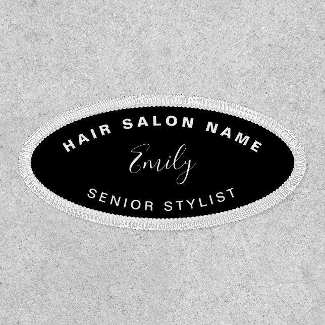 Hair Salon Employee Name Job Title White Black Patch (Front)