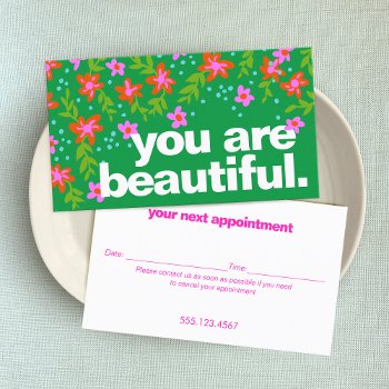 Hair Salon Floral Appointment Reminder by sm_business_cards at Zazzle