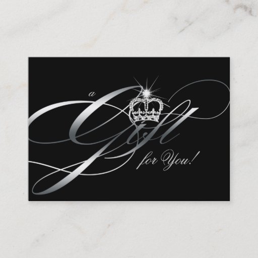 Customizable Hair Salon Gift Certificate Black Silver Crown Business Card