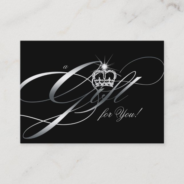 Hair Salon Gift Certificate Black Silver Crown (Front)