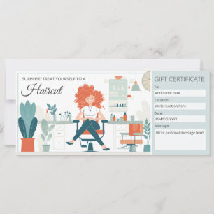 Hair Salon Gift Certificate Template, Haircut Gift Invitation