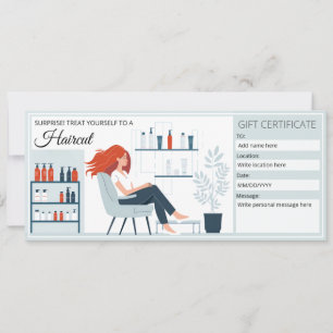 Hair Salon Gift Certificate Template, Haircut Gift Invitation