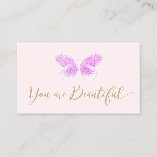 Hair Salon  Glitter Butterfly Appointment Reminder Card (Front)