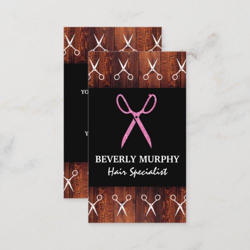 Hair Salon  Glitter Salon Scissors Business Card