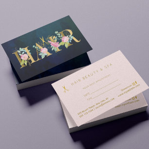 Hair salon gold navy pink blush luxury appointment business card