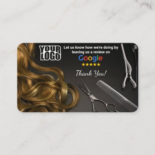 Hair salon Google Review Template With QR  Business Card