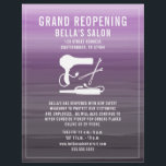 Hair Salon Grand Reopening Purple Ombre Flyer<br><div class="desc">Illustration of a blow dryer, curling iron, and bobby pins over a watercolor inspired purple ombre background. Personalize the text.</div>